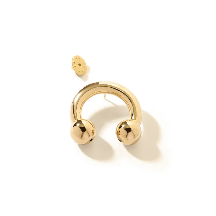 BROCHE BARBELL CIRCULAR EM OURO